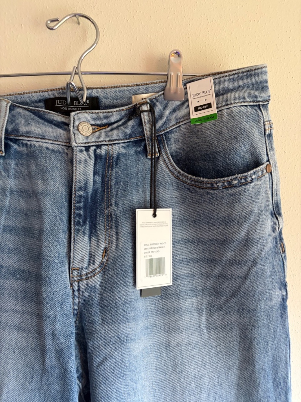 Judy Blue Mid Rise Rigid Magic Destroy Straight Denim - Picture 5 of 8